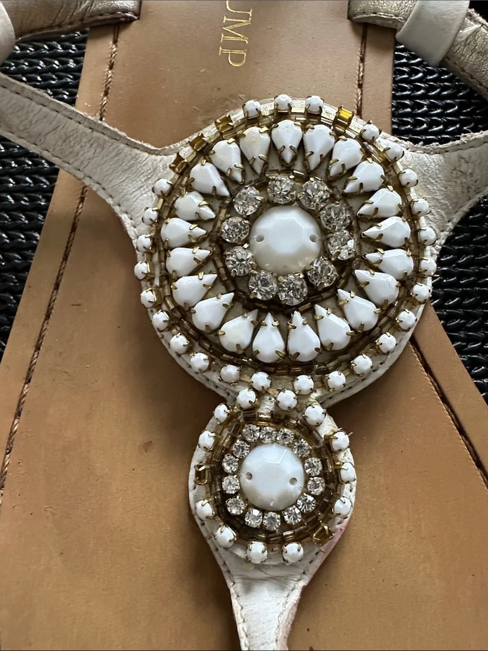 Ivanka Trump White Beaded leather Sandals